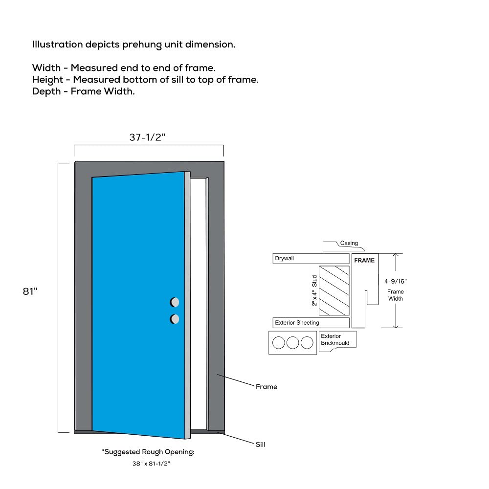 Primed Right Hand Outswing Prehung Steel Door 36"x80" B9431