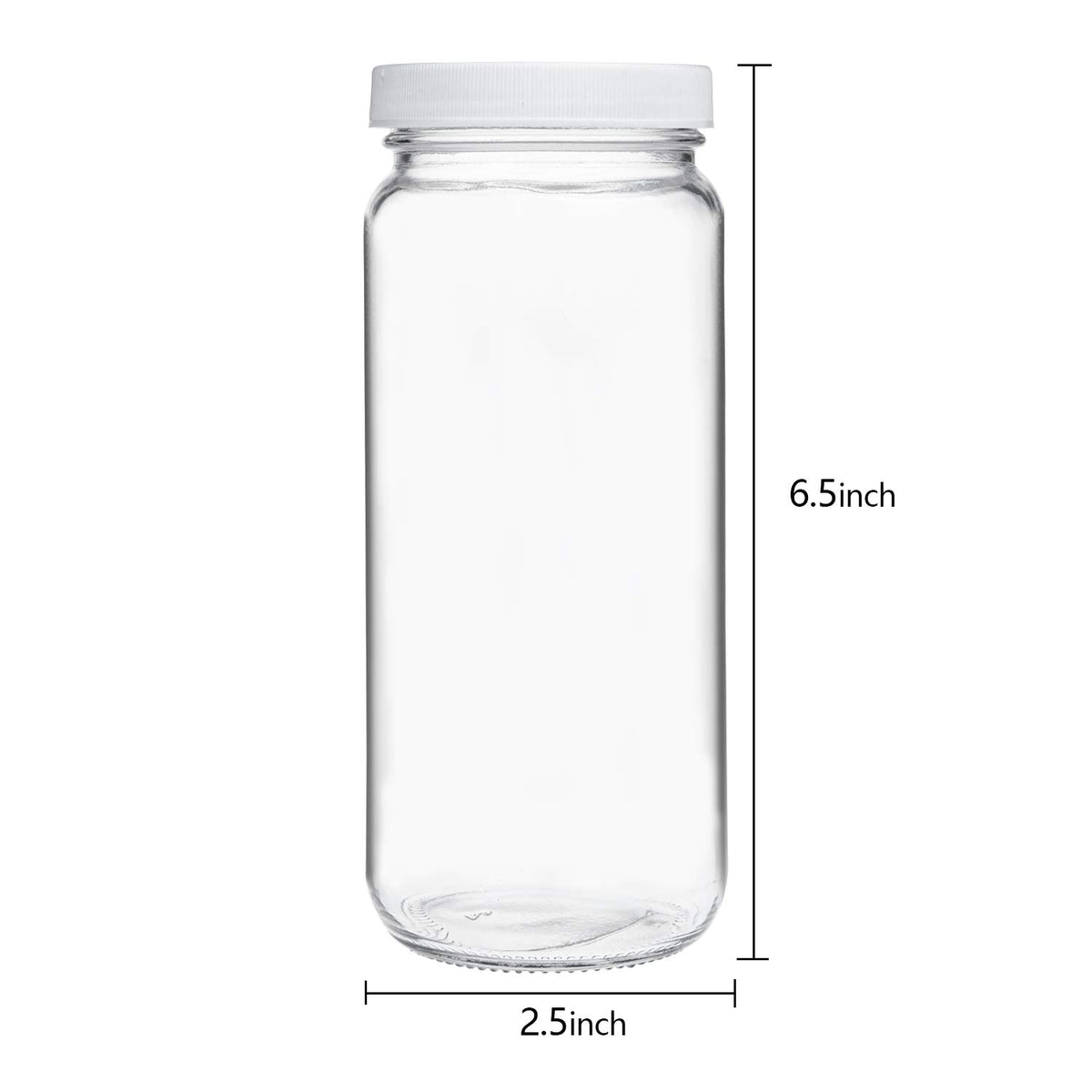 16 Pack 16oz Clear Glass Bottles with Airtight Lids N721