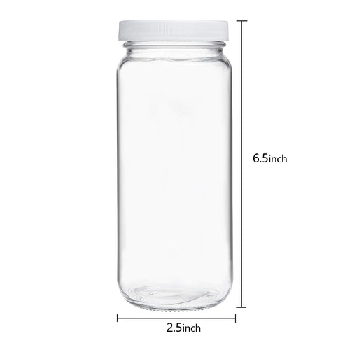 16 Pack 16oz Clear Glass Bottles with Airtight Lids N721