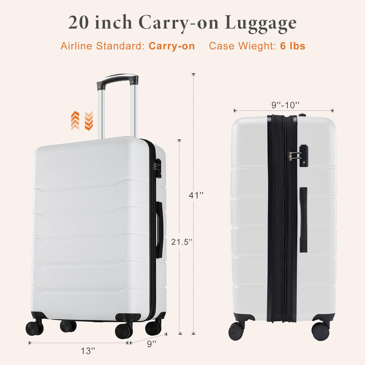 20 Inch Carry On Luggage with Spinner Wheels I638744