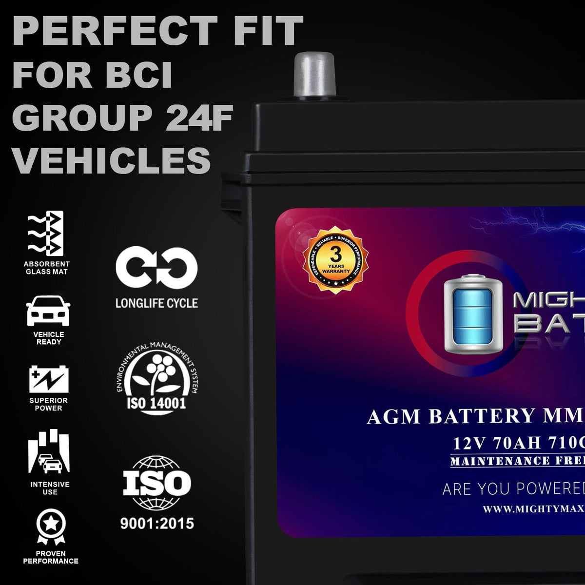 12V 70Ah AGM Replacement Battery P3312