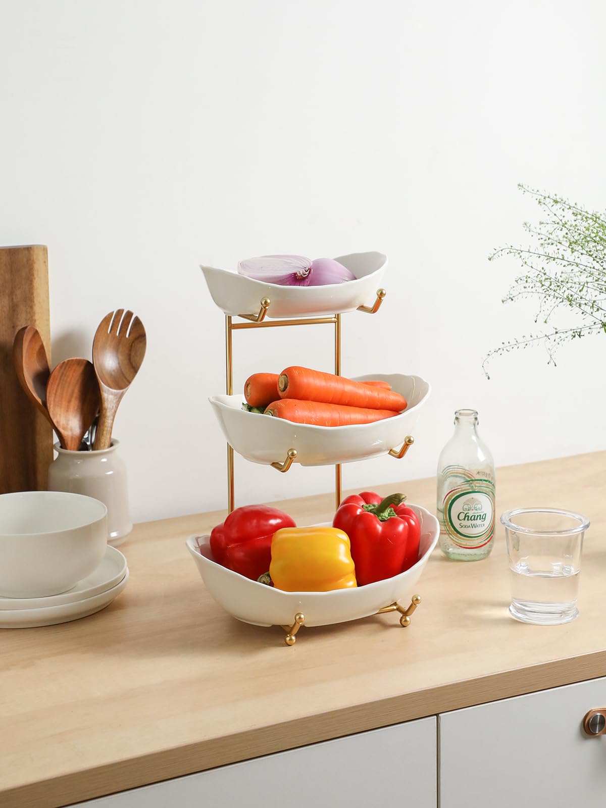 3 Tier White Ceramic Fruit Bowl T82247
