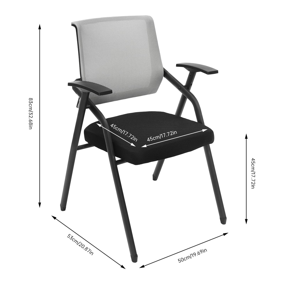 Grey Stackable Folding Mesh Office Chair with Arms M8197