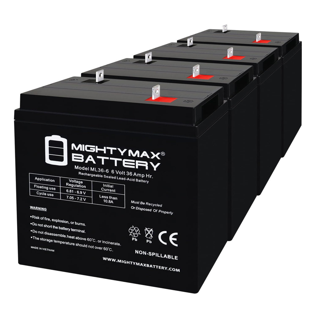 6 Volt 36 AH Rechargeable SLA AGM Battery 4 Pack Z985