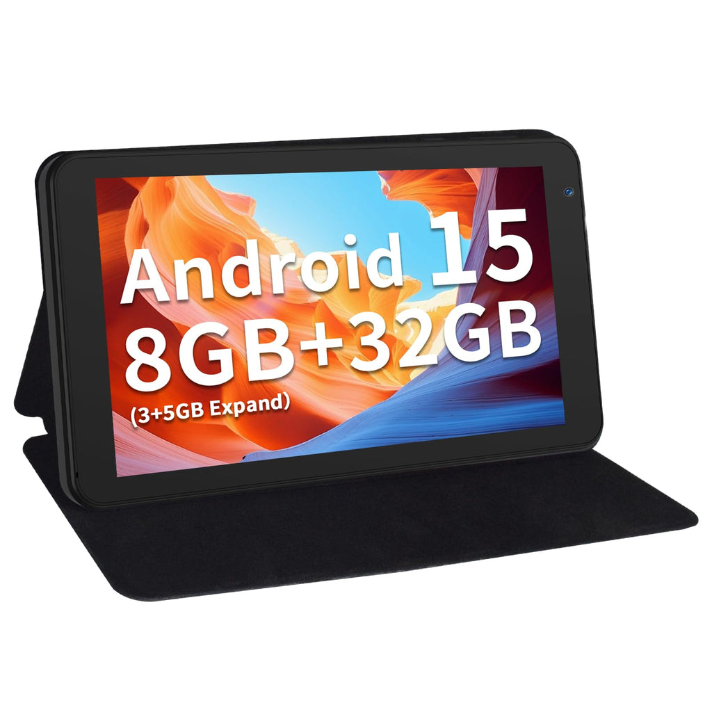 7 Inch Tablet with Case, 32GB+1TB Expand, 5G WiFi, IPS Display (Black) T34048