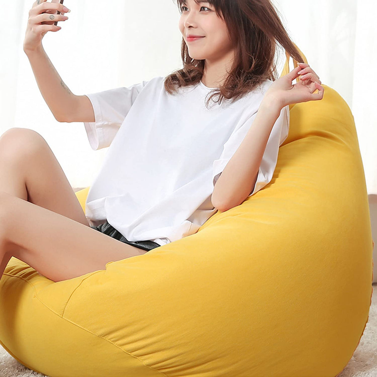 Yellow Washable Bean Bag Chair Cover G8456