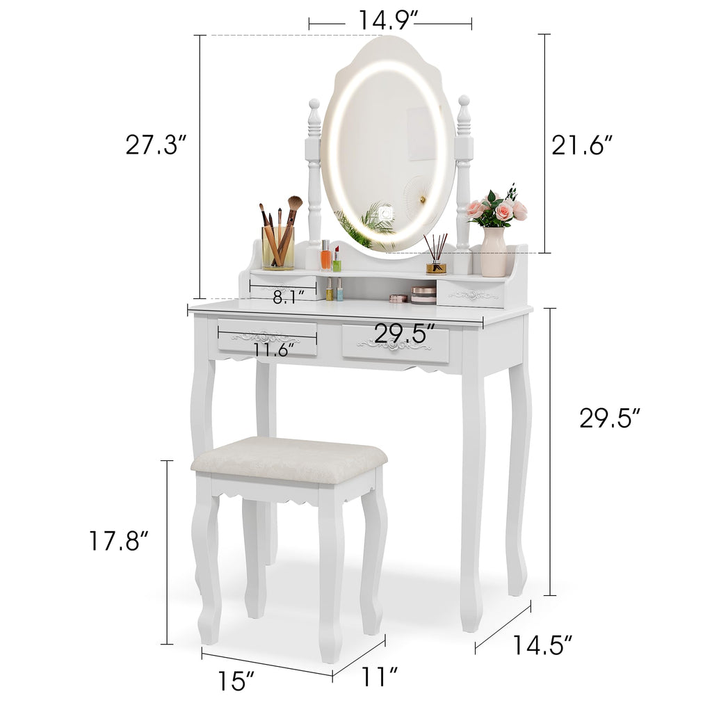 Vanity Desk with Mirror and Lights C550185