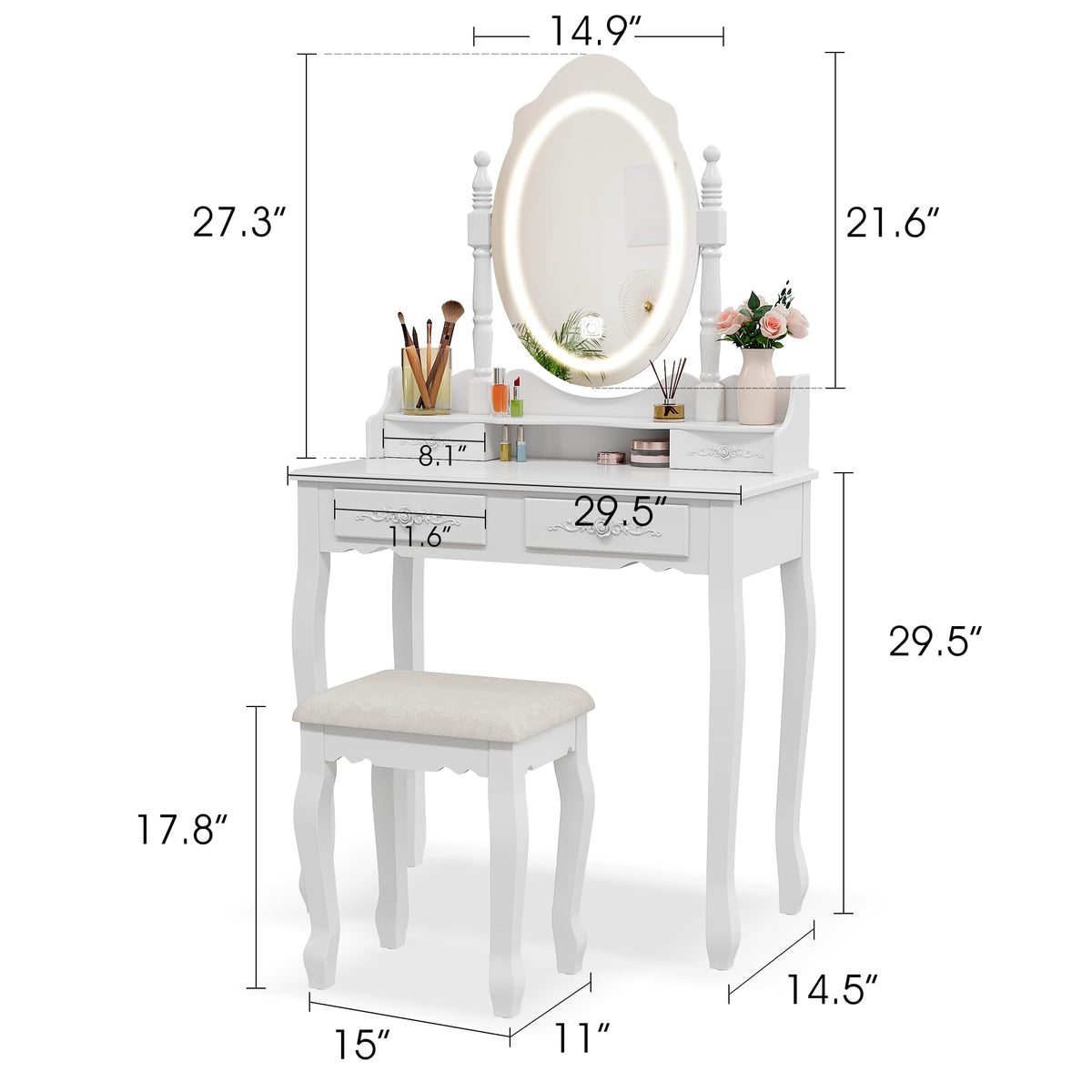 Vanity Desk with Mirror and Lights C550185