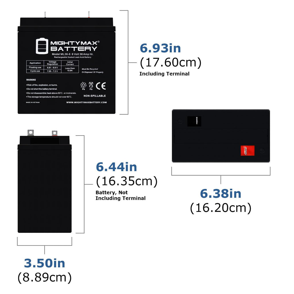 6 Volt 36 AH Rechargeable SLA AGM Battery 4 Pack Z985