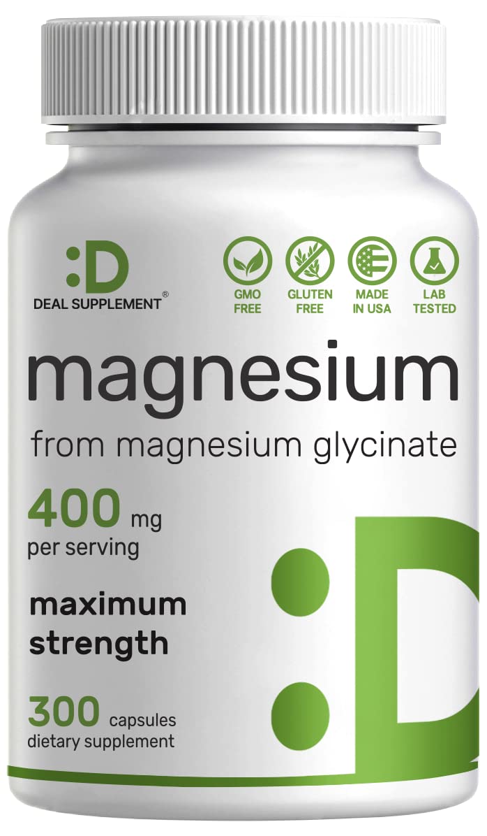 Magnesium Glycinate 400mg, 300 Capsules B3952