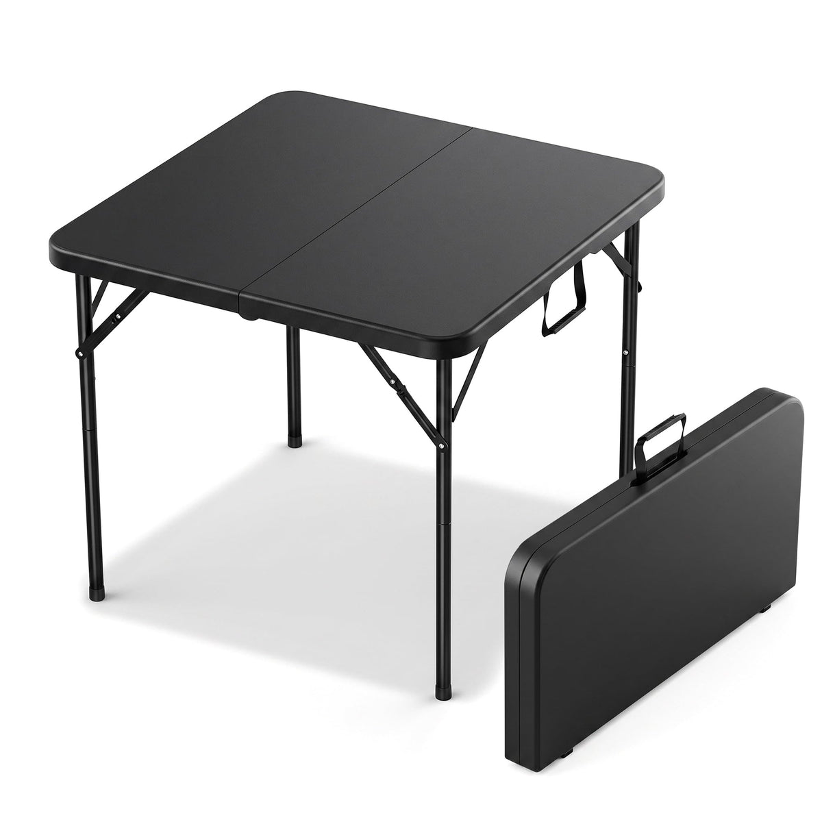 34" Square Folding Card Table with Built-in Handle, Black P426467