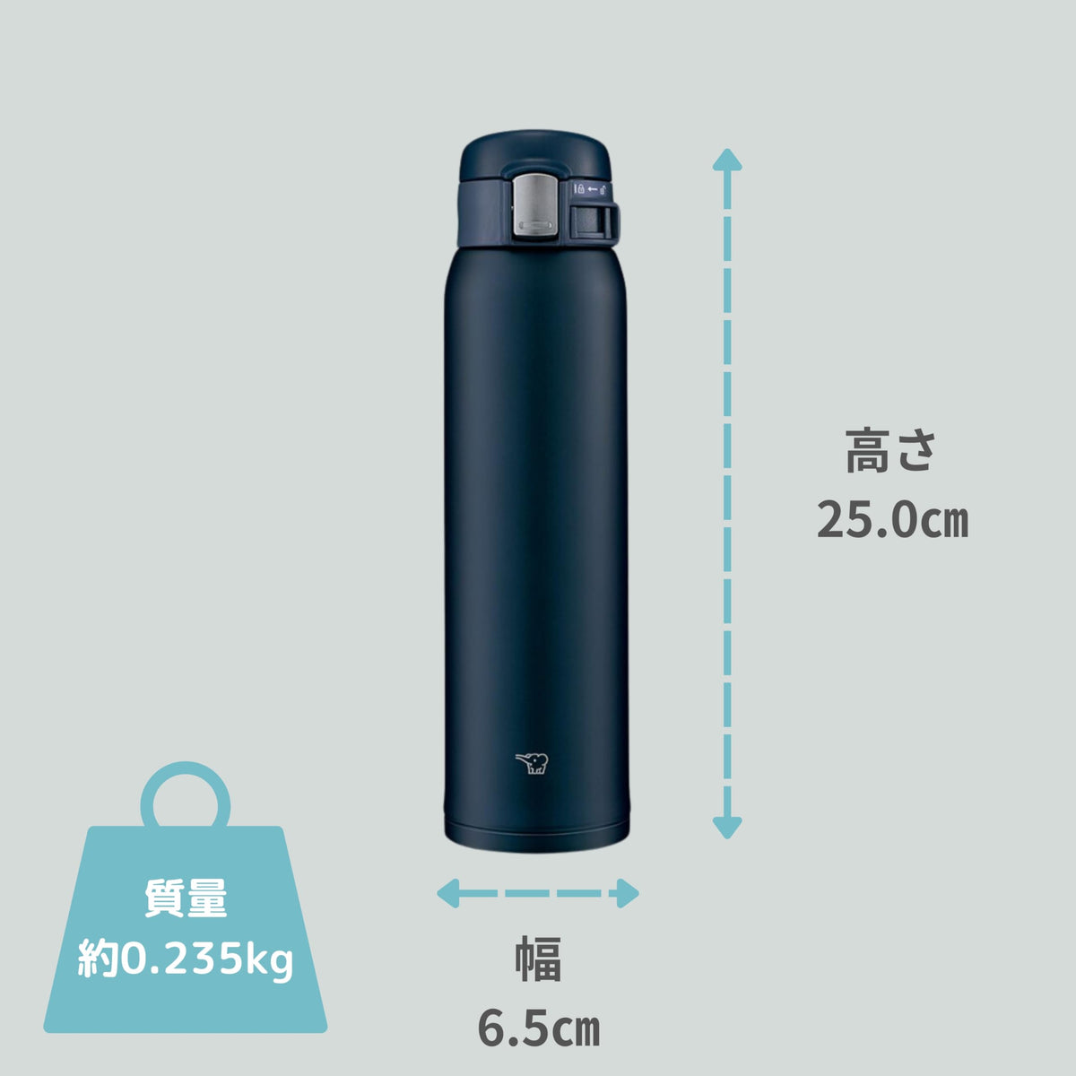 Stainless Steel Water Bottle 600ml Navy X1816