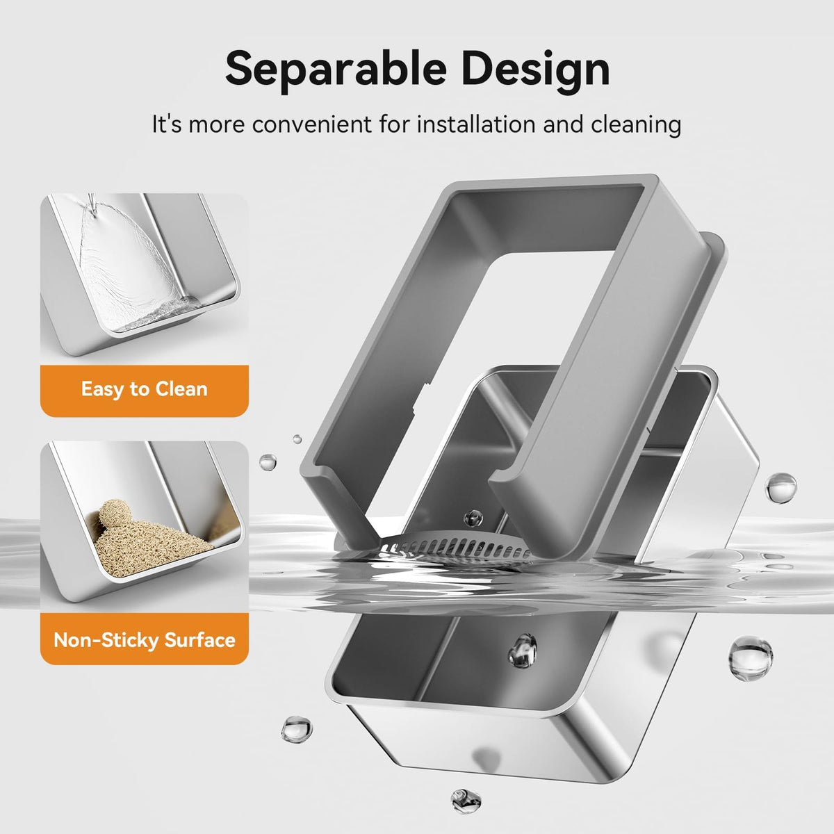 2 Pack 28" Extra Large Stainless Steel Cat Litter Boxes with Lid R65662
