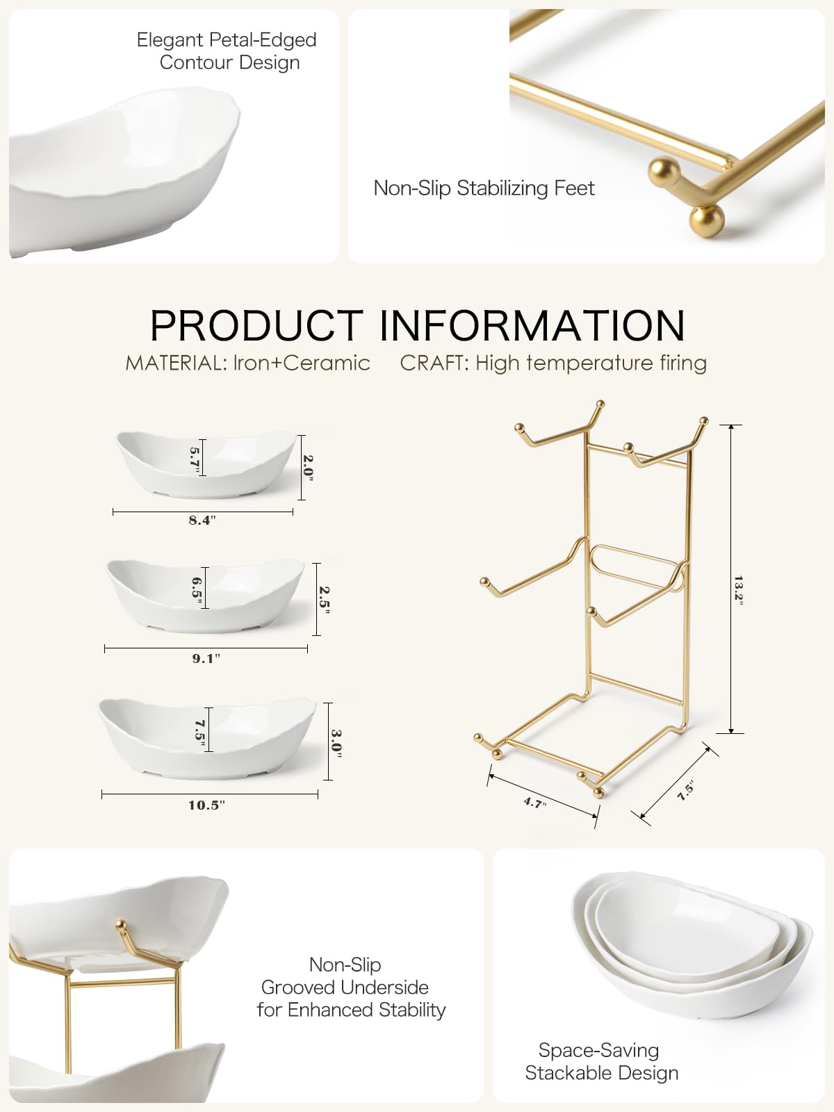 3 Tier White Ceramic Fruit Bowl T82247