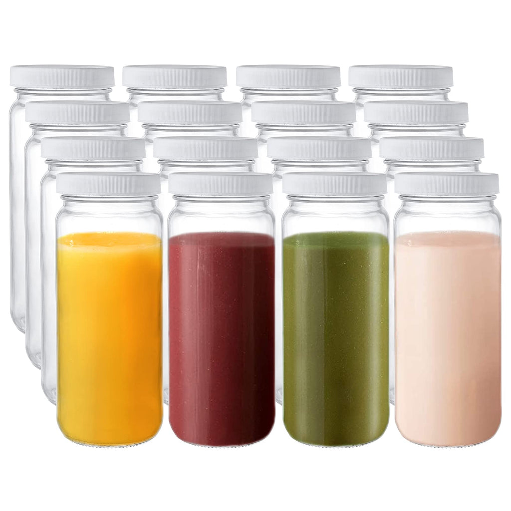 16 Pack 16oz Clear Glass Bottles with Airtight Lids N721
