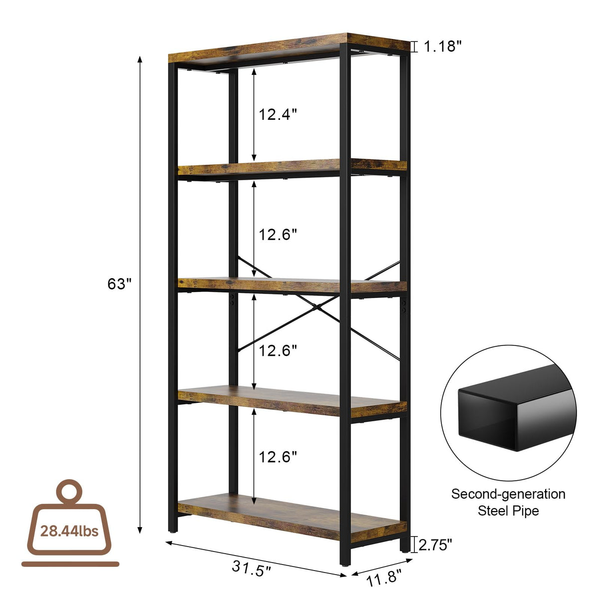 5-Tier Adjustable Bookshelf C868