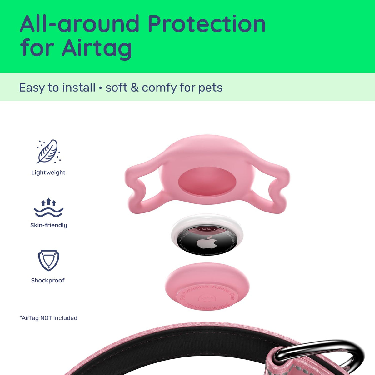 Pink IP68 Waterproof Dog Collar G5101