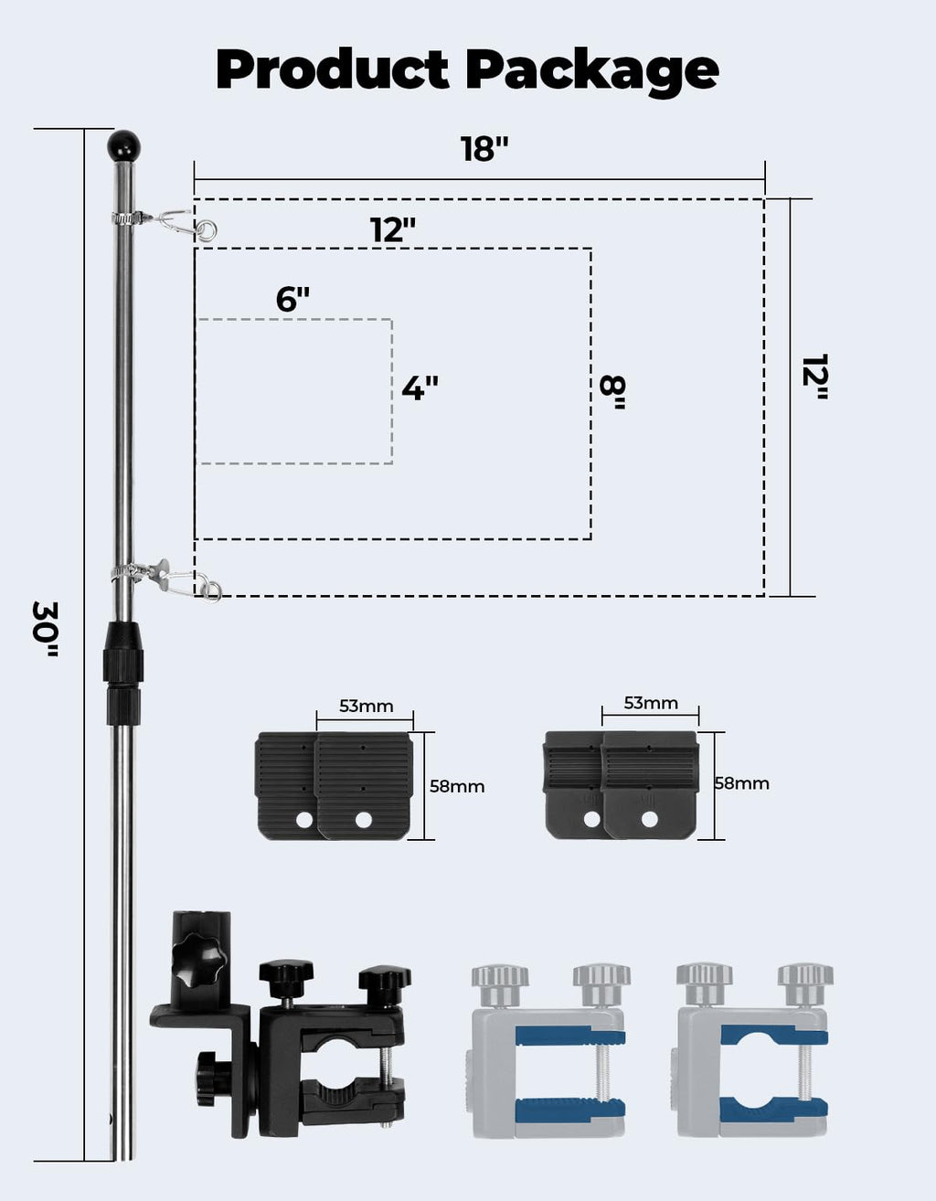 Stainless Steel 360° Rotating Boat Flag Pole Holder Q7279