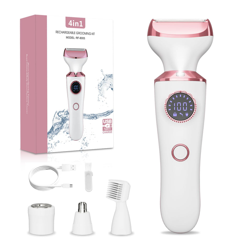 Electric Razor for Women, 4-in-1 Bikini Trimmer & Body Shaver, Rechargeable Wet/Dry Y3750