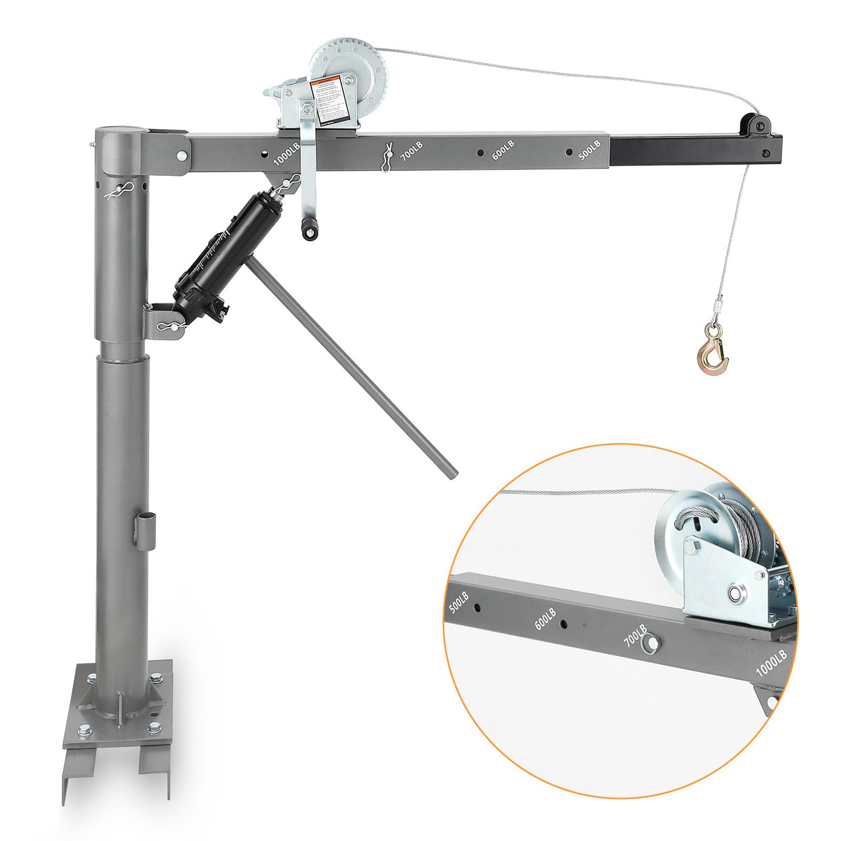 1000 LBS Hydraulic Pickup Truck Crane Hoist N650884