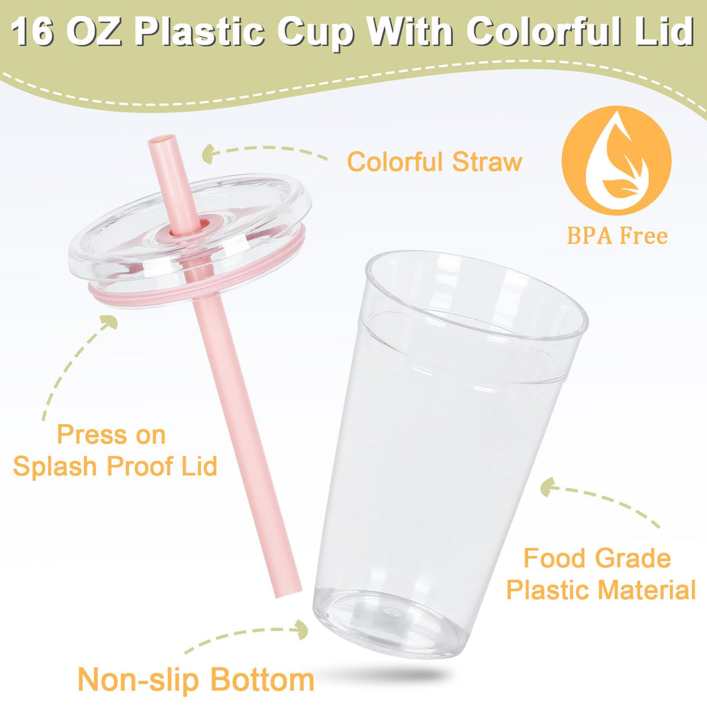 6 Pack 16Oz Acrylic Tumbler with Straw and Lid J472