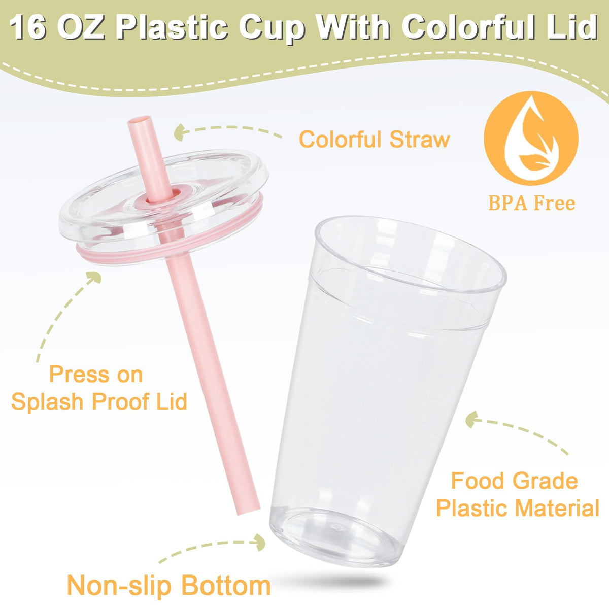 6 Pack 16Oz Acrylic Tumbler with Straw and Lid J472
