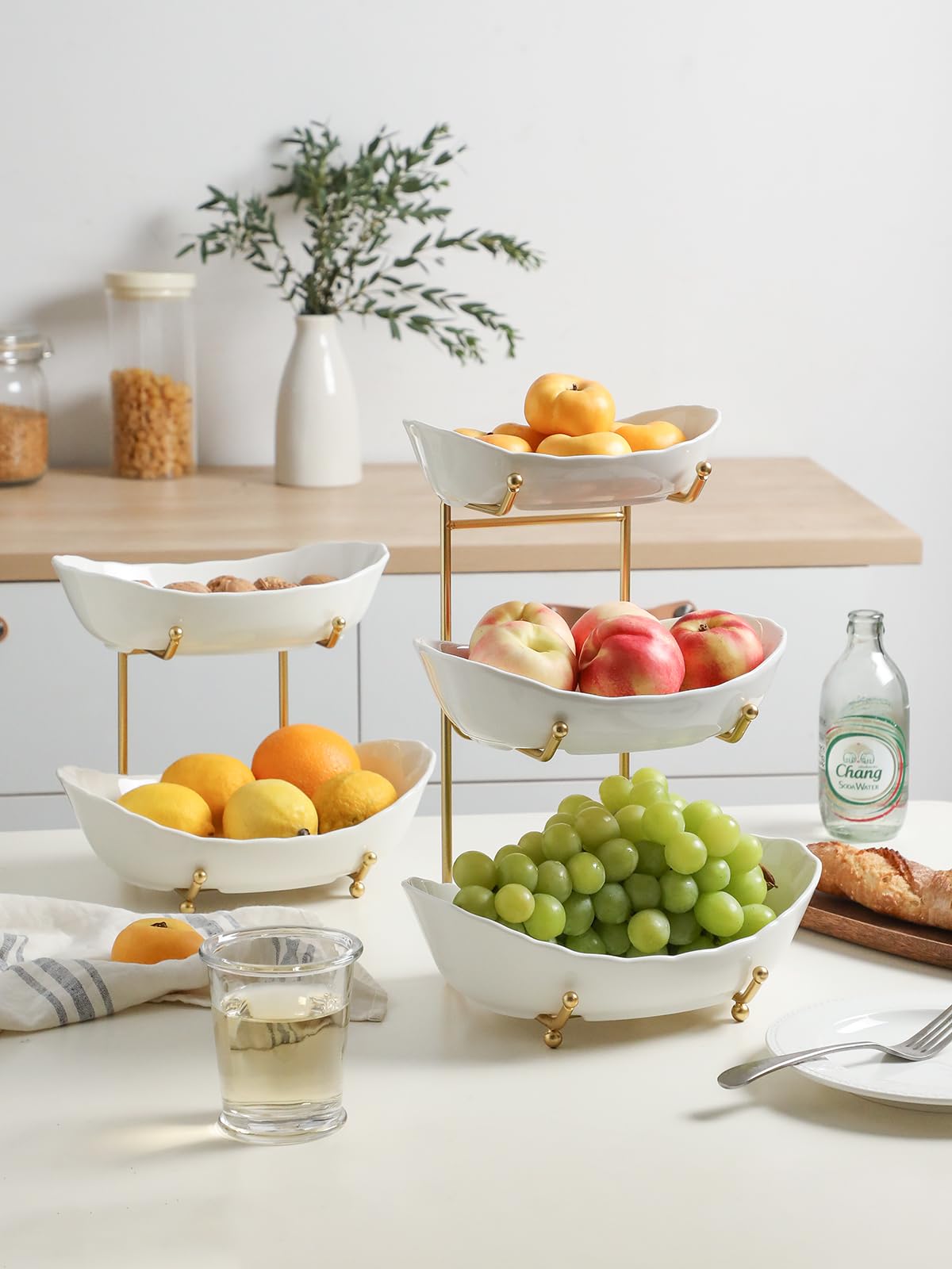 3 Tier White Ceramic Fruit Bowl T82247
