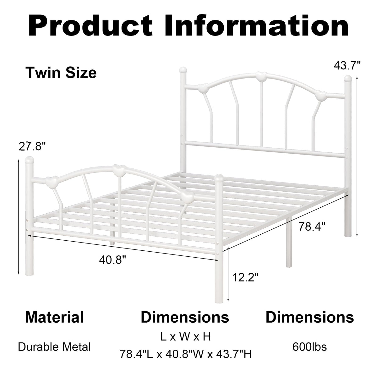 White Twin Metal Bed Frame G7481