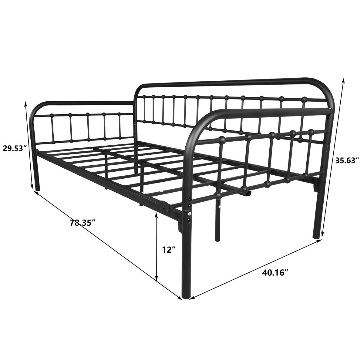 Metal Daybed Frame Twin Day Bed Black A1415