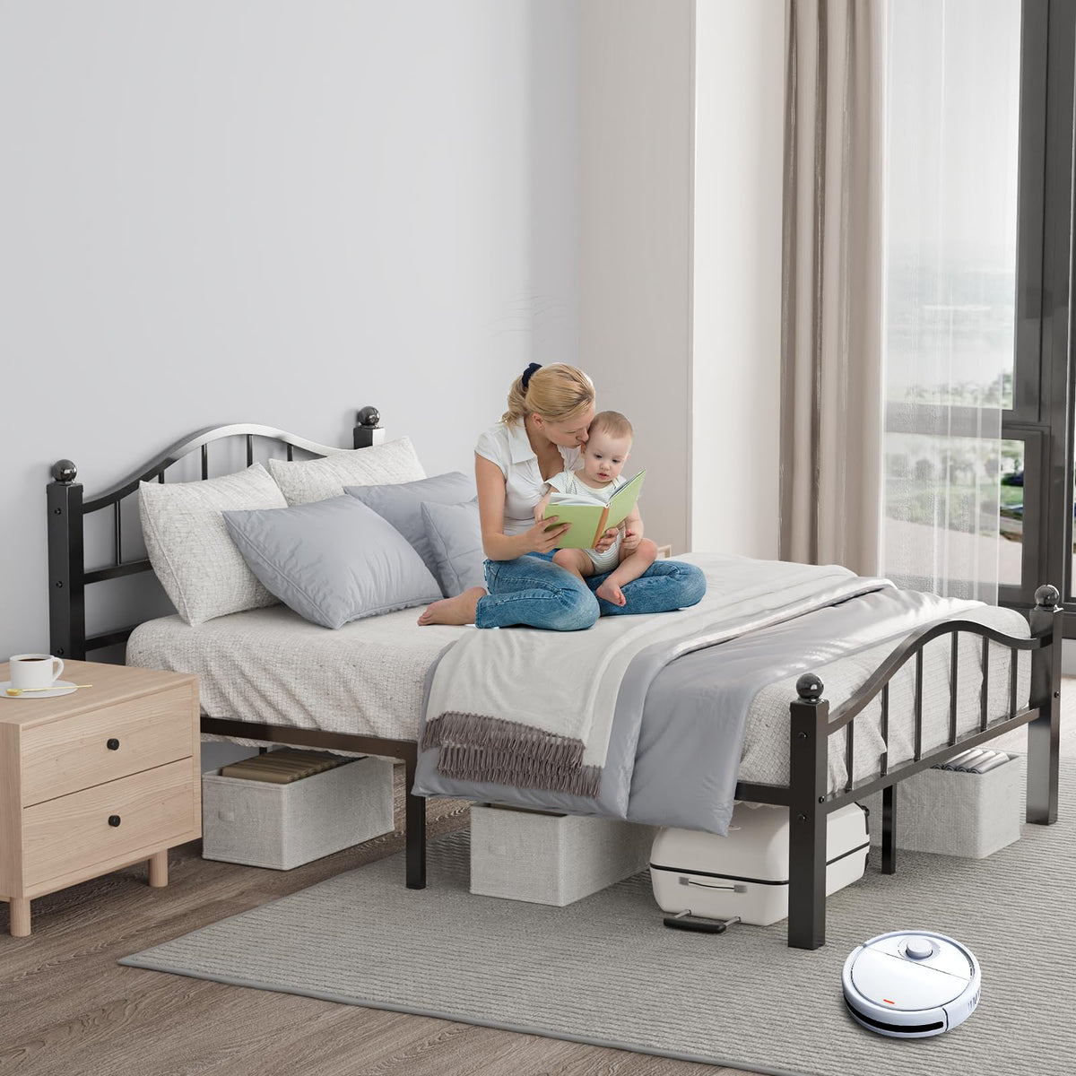 Full Size Bed Frames with Headboard M9072