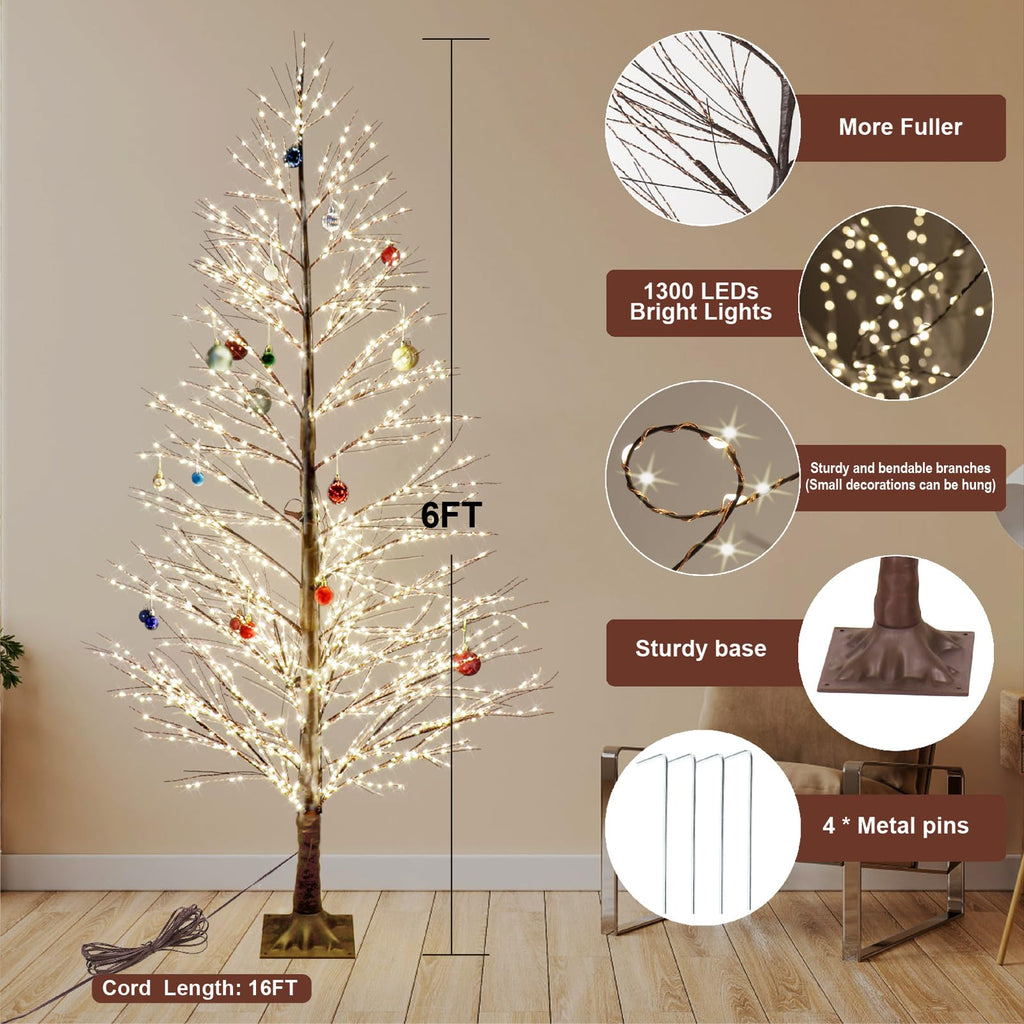 6FT Lighted Birch Tree with 1300 LED Lights O115376