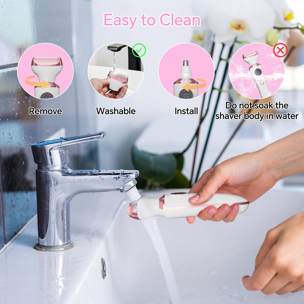 Electric Razor for Women, 4-in-1 Bikini Trimmer & Body Shaver, Rechargeable Wet/Dry Y3750