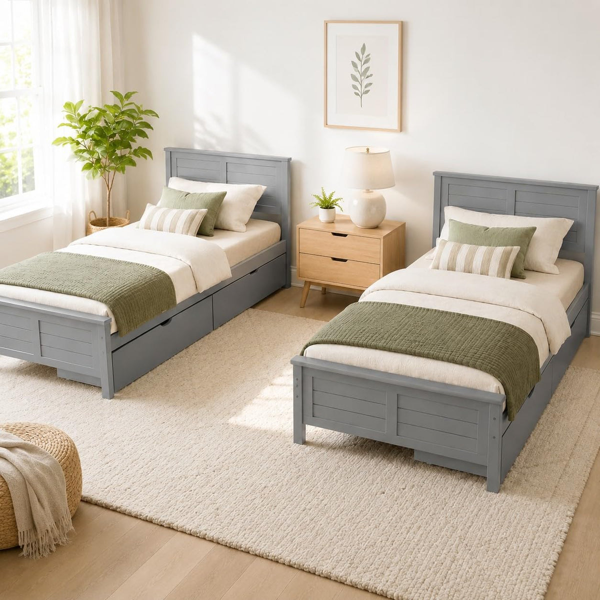 Wood Bed Frame with 2 Drawers & Headboard I812133