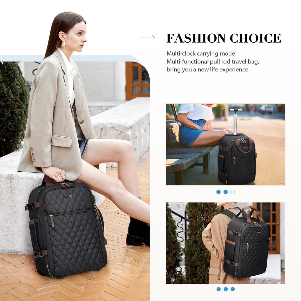Black Rolling Laptop Backpack with Wheels S505161