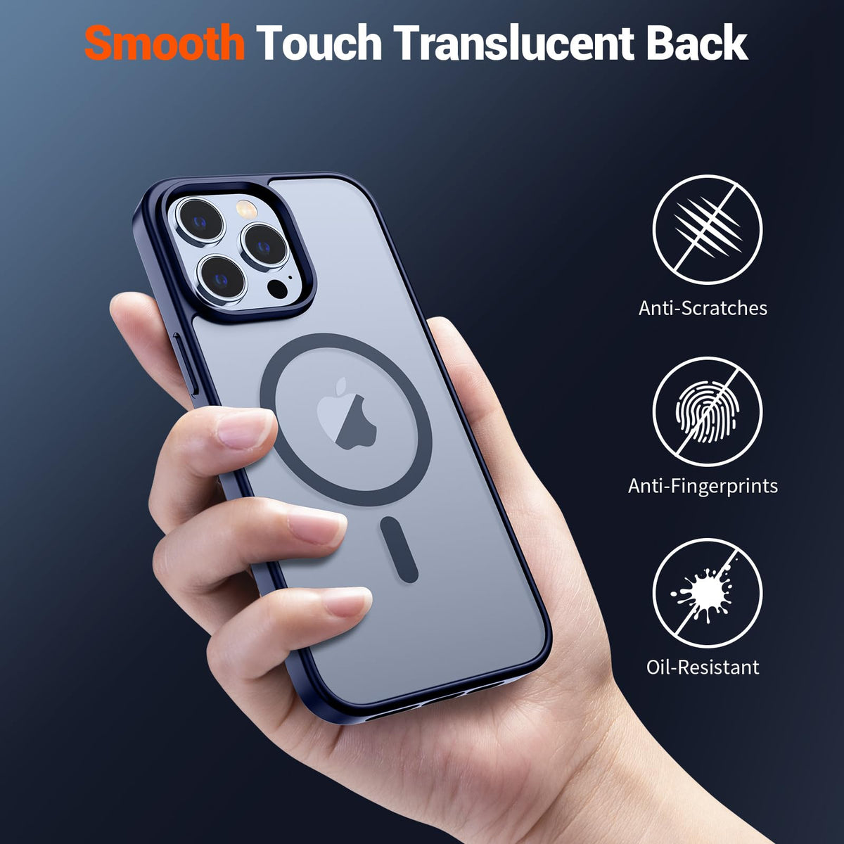Magnetic iPhone 13 Pro Max Case Navy Blue Z17776