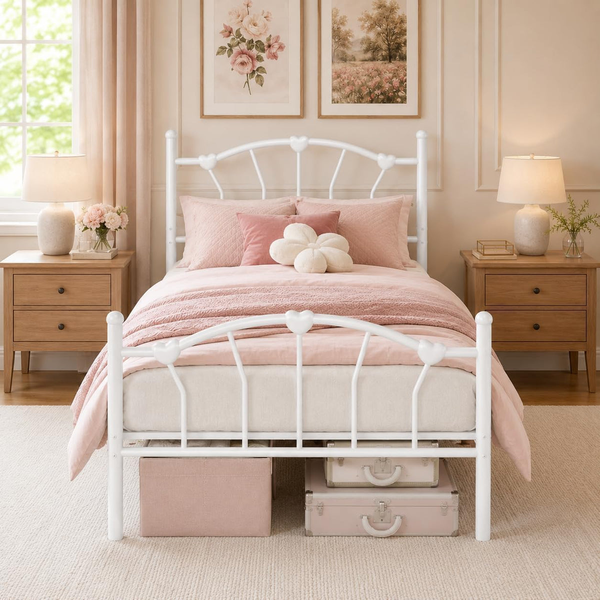 White Twin Metal Bed Frame G7481