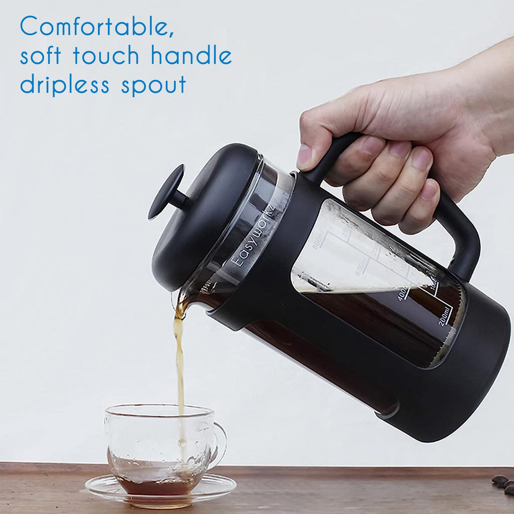 34 oz French Press Coffee Tea Maker with 10g Measuring Spoon R539