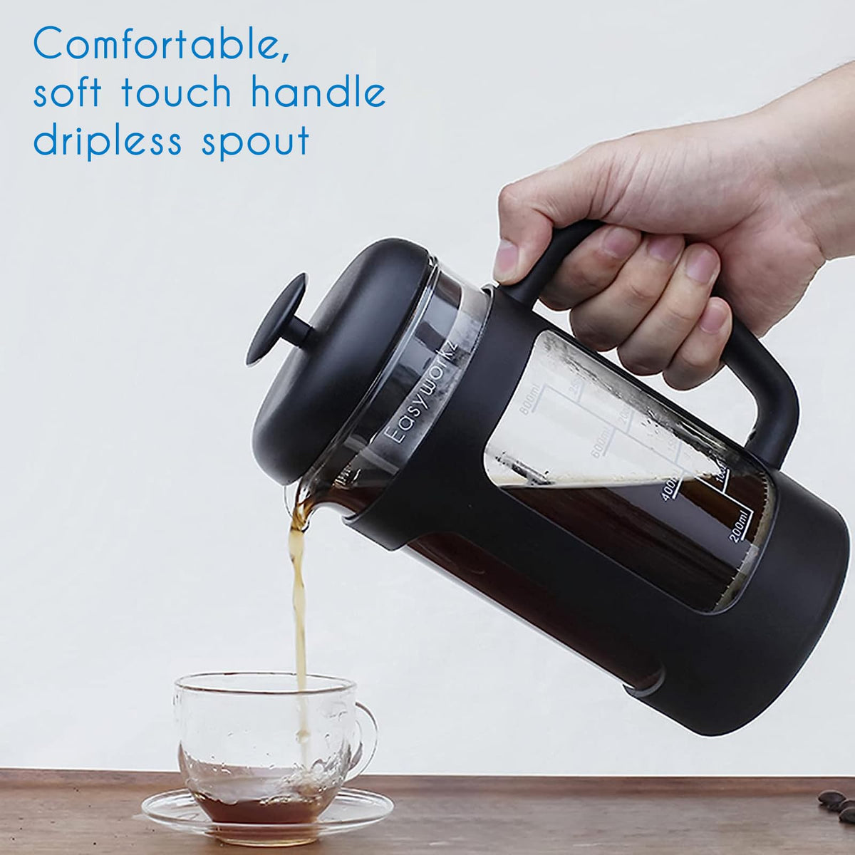 34 oz French Press Coffee Tea Maker with 10g Measuring Spoon R539