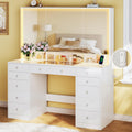 White Vanity Desk with Mirror and Lights V382