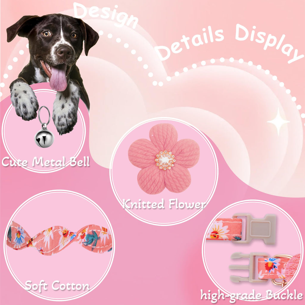 Small Dog Collar with Flower and Bell F319