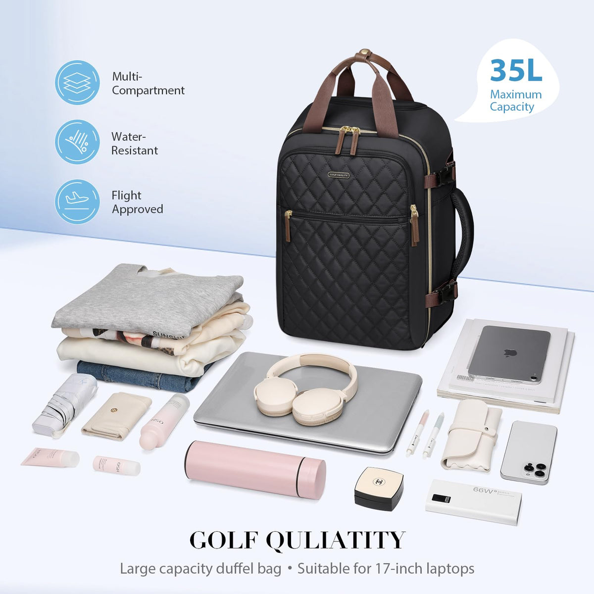 Black Rolling Laptop Backpack with Wheels S505161