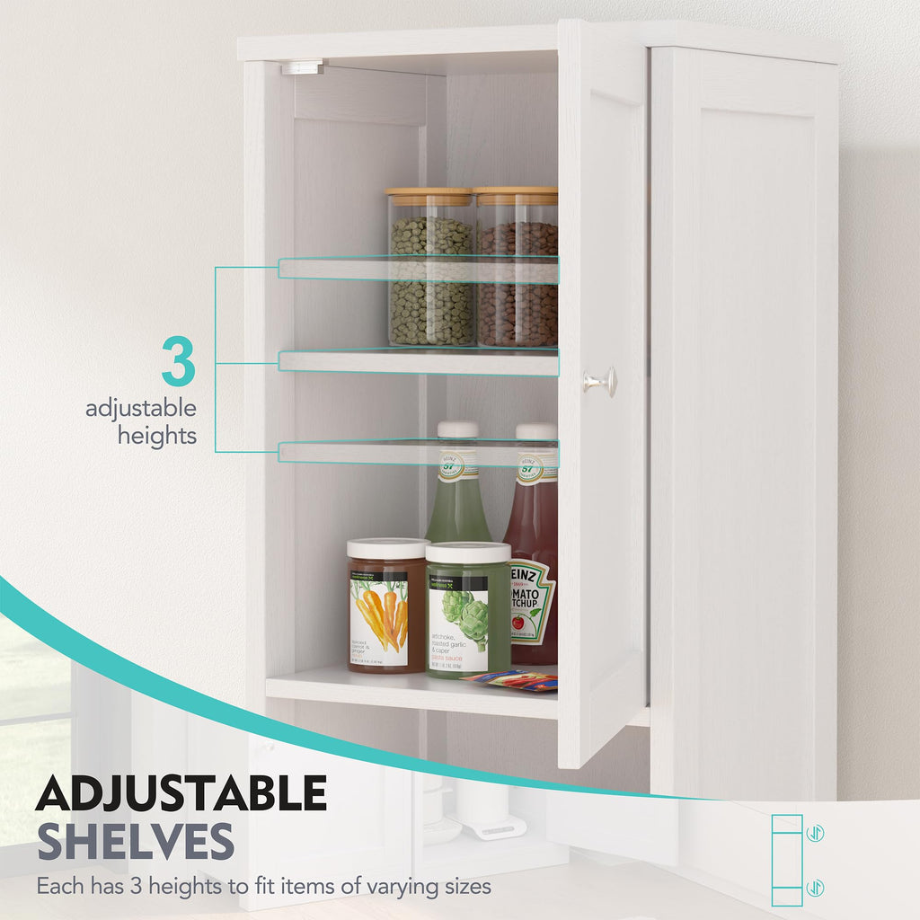Tall Narrow Bathroom Storage Cabinet with Adjustable Shelves, White R102339