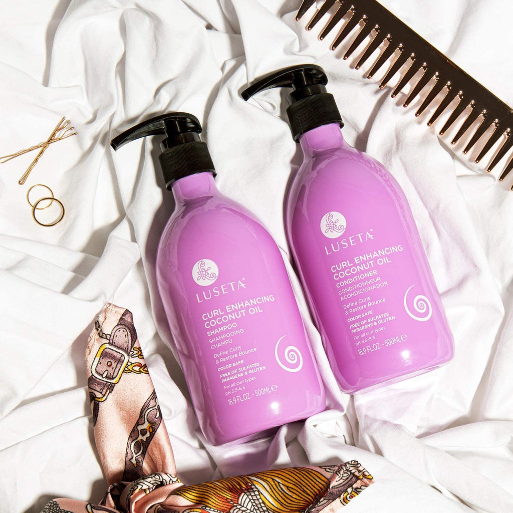 Curly Hair Shampoo and Conditioner Set with Biotin Hair Oil W53906