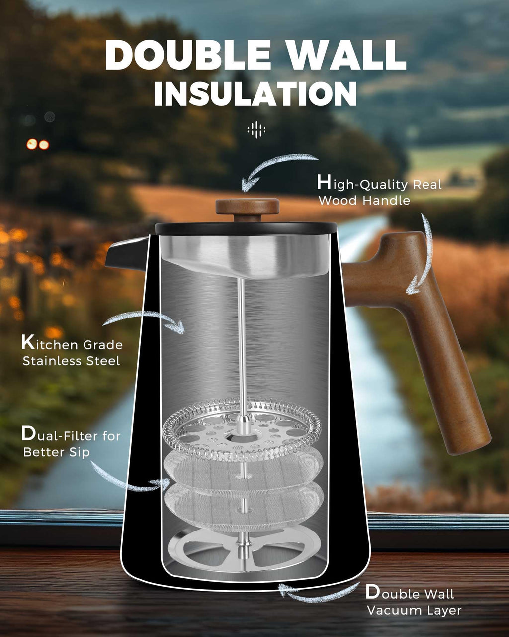 French Press Coffee Maker 34 oz C530379
