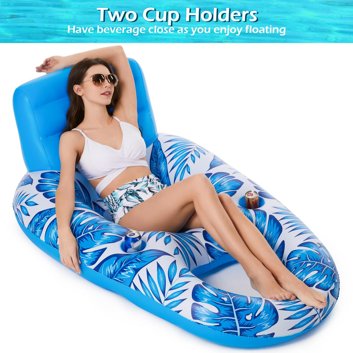 Inflatable Pool Float Lounger with Cup Holders Y951163