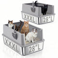 2 Pack 28" Extra Large Stainless Steel Cat Litter Boxes with Lid R65662