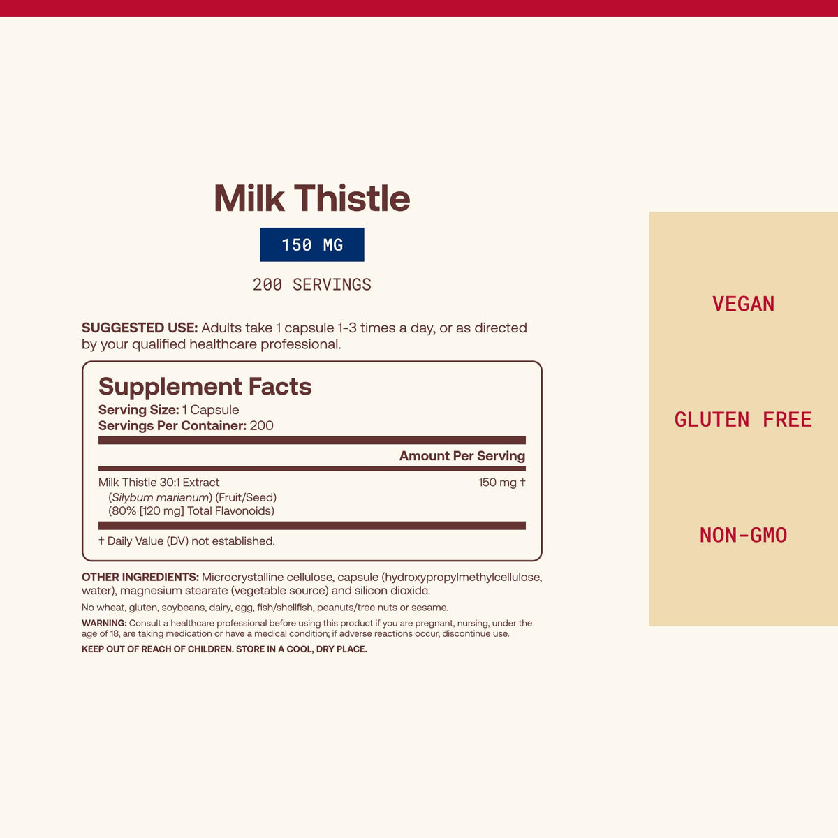 Milk Thistle 150mg 200 Capsules S619