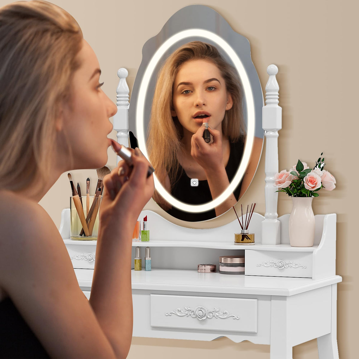 Vanity Desk with Mirror and Lights C550185