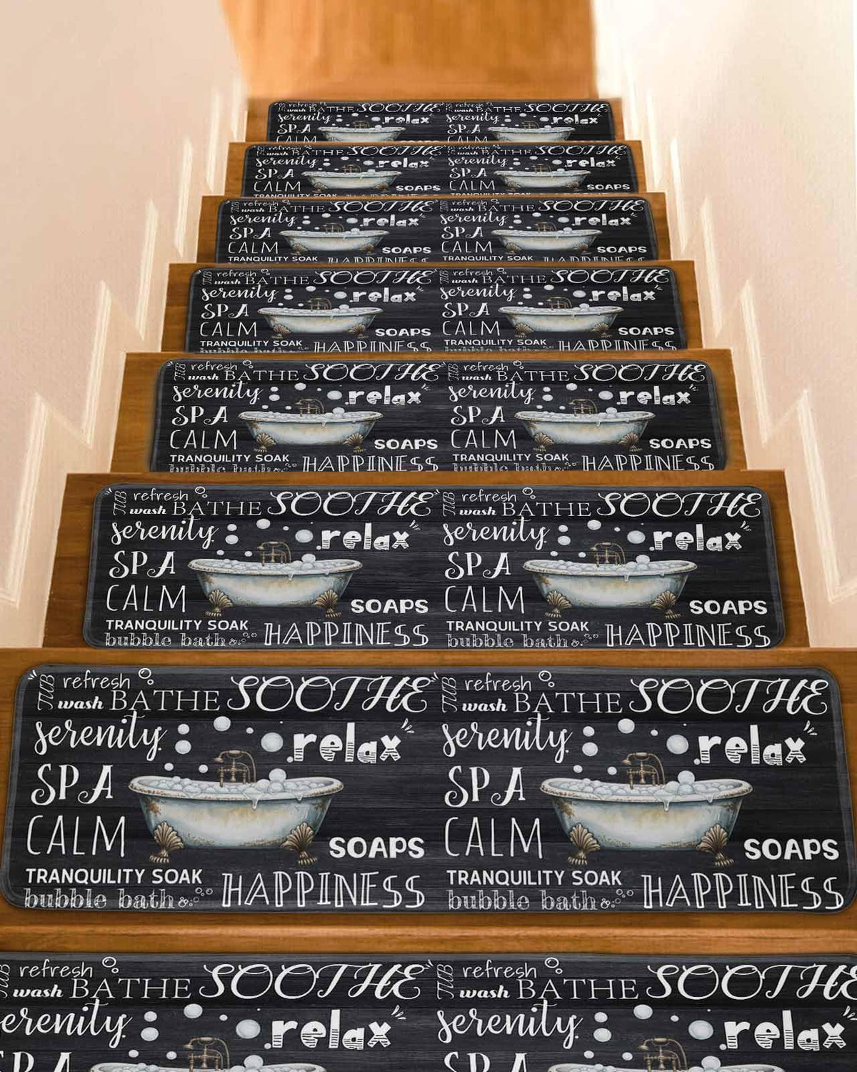 Black Vintage Art Non Slip Carpet Stair Treads 10 Pack 8x30 inch U700377
