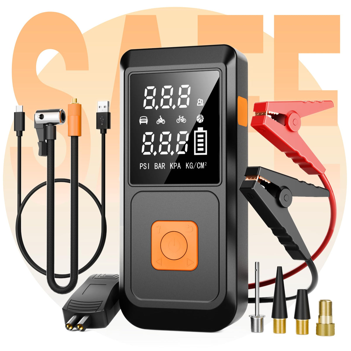 Car Battery Jump Starter with Air Compressor 4000A 150PSI 20000mAh F7205